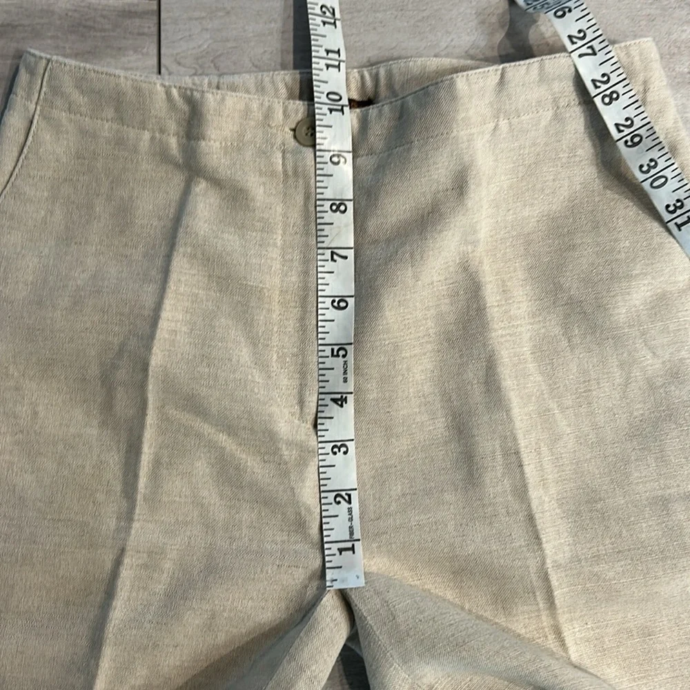Adrienne Vittadini Studio Beige linen crop pants size 6